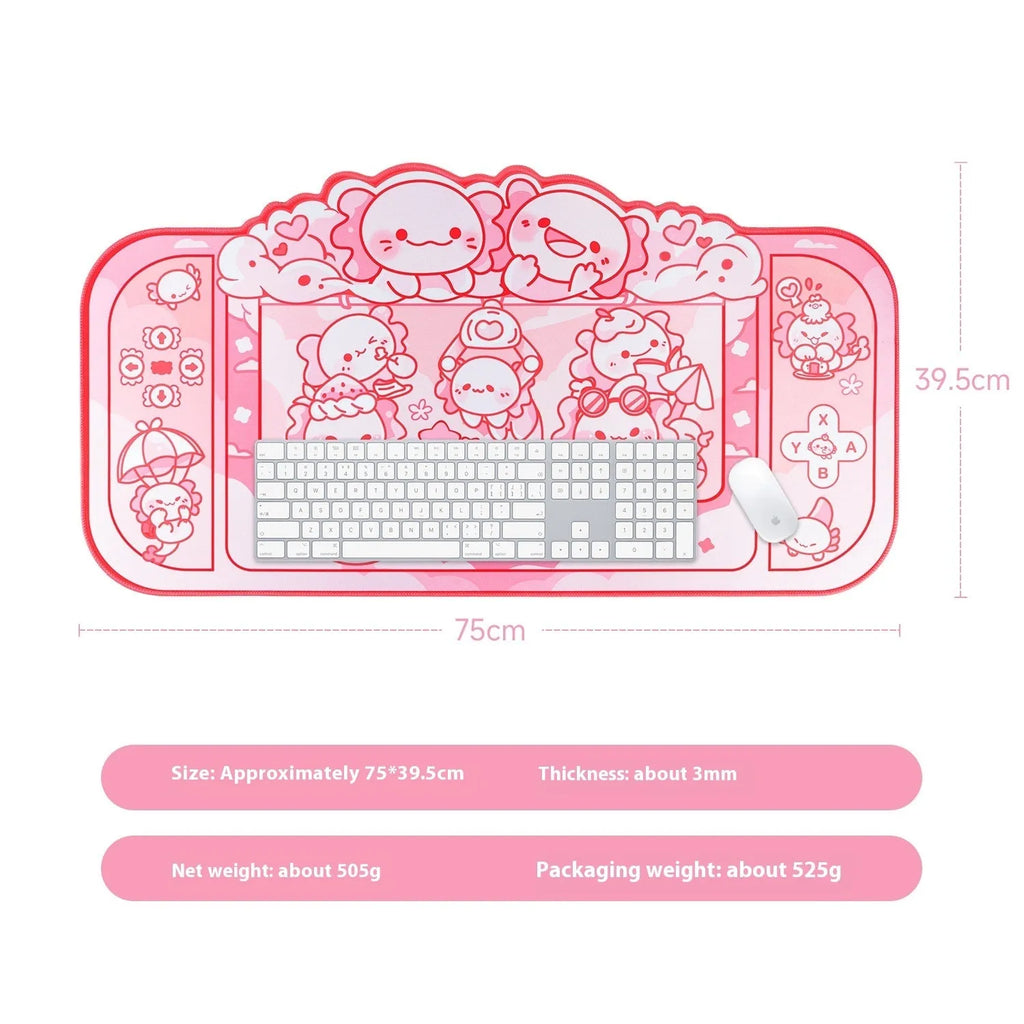 Hexagonal dragon crane machine anime design cloth mouse pad measuring 75 × 40cm with wrist support
