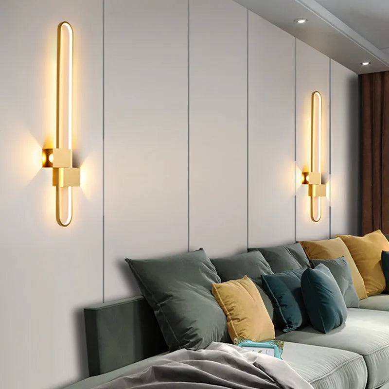 Modern minimalist round wall lamp with iron shade in black or gold finish