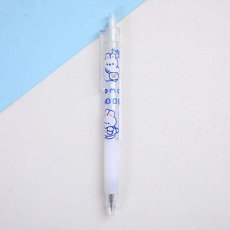 Six bear and rabbit character press pen knives with plastic casings and metal components
