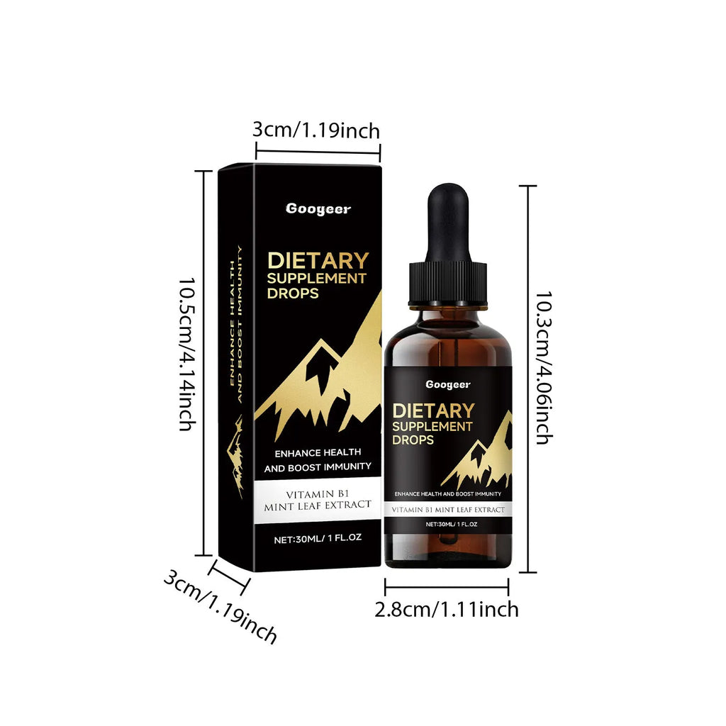 30ml amber glass bottle of Liquidex dietary supplement drops with a calibrated dropper on a white background.