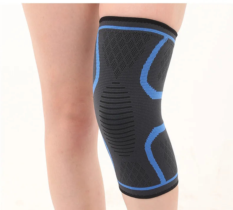 Black double corrugated non-slip stretch knee pad for sports