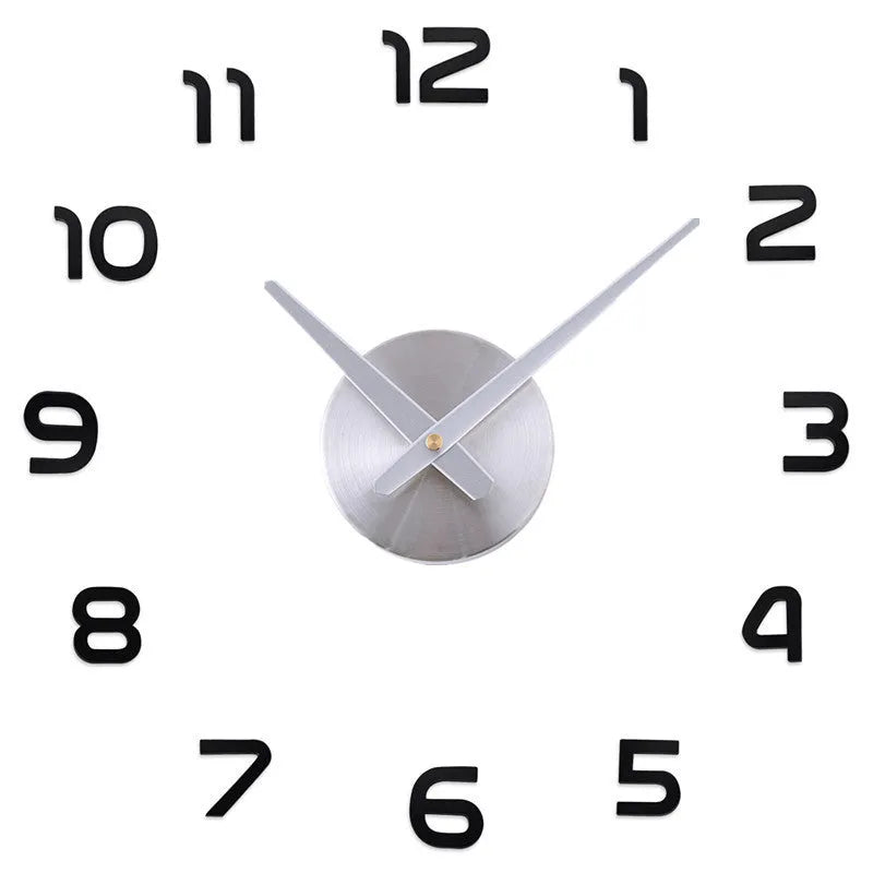 Silver round acrylic DIY wall clock for living room with single-sided face