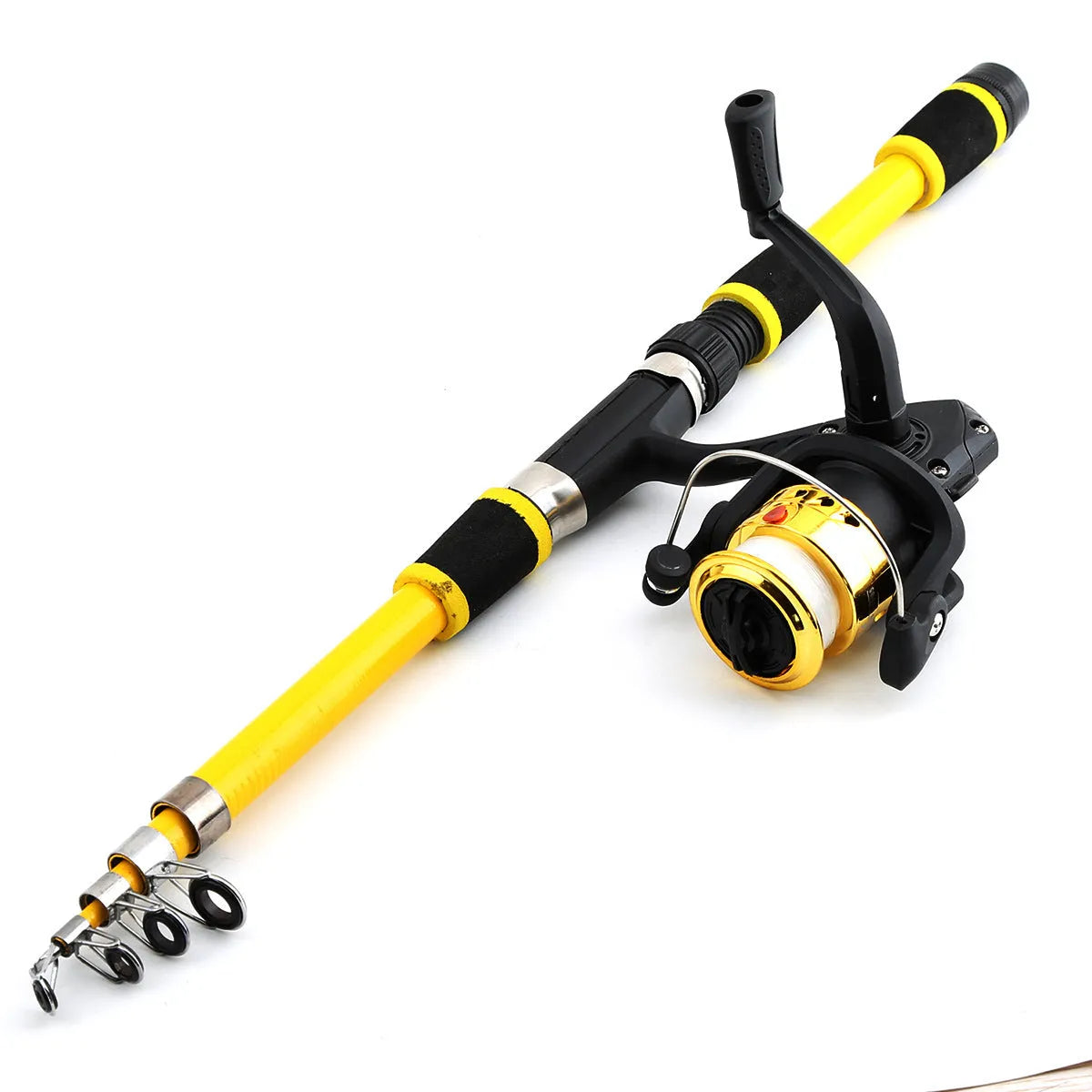 Novice children's fishing rod with pole and wheel suit in blue, green, red or yellow colour options