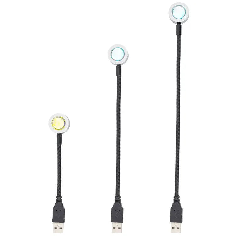 USB plug-in LED night light with aluminium shade in 180mm size, cartoon style, warm light colour