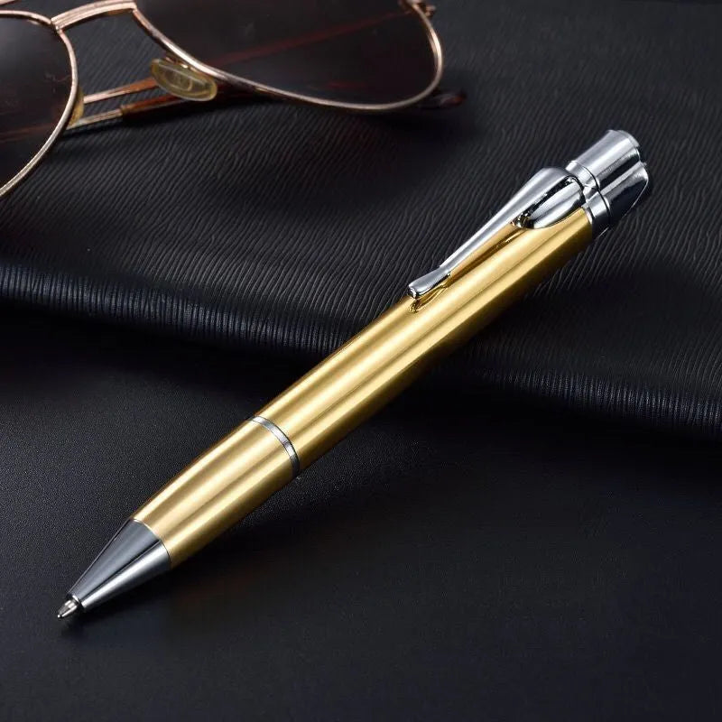 Metal windproof pen lighter showing jet flame, available in black blue red rose red silver yellow colours