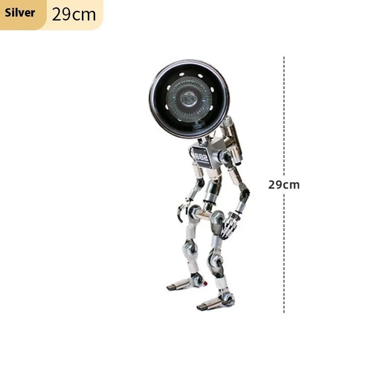 Creative robot atmosphere light with custom graphics in silver copper metallic finish