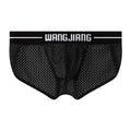 Ice silk mesh breathable men's triangle underwear in black, quick-dry sports briefs