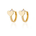 Gold-plated heart-shaped stud earrings with zircon stones on stainless steel ear clips
