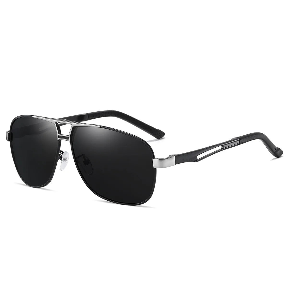 Men's polarised aviator sunglasses with orange-red lenses and metal frame