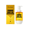 60ml bottle of tightening body oil with wrinkle resistant properties containing glycerin and vitamin E