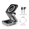 Folding desktop wireless charging bracket for Apple, Samsung and Google Pixel Watch devices