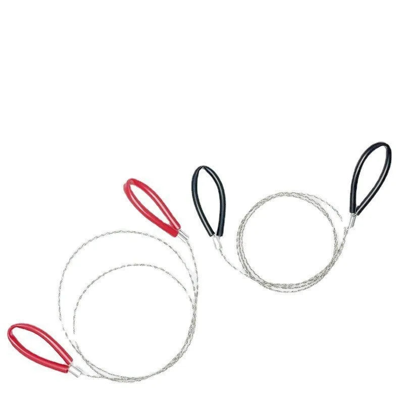 German stainless steel survival wire saw with leather case measuring 70cm total length
