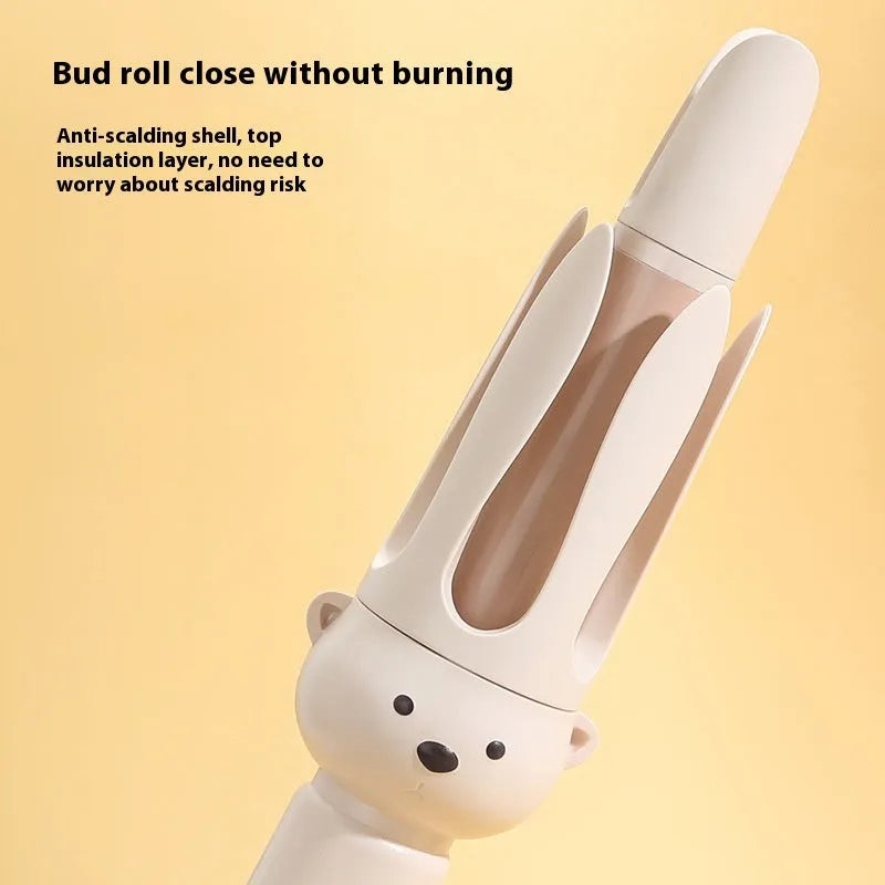 Beige anion automatic hair curler with wired power supply and negative ion technology