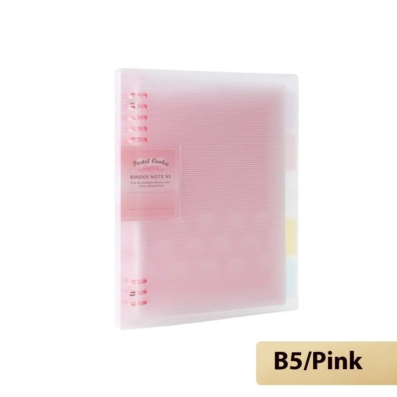 Loose spiral notebook refill with transparent PP cover and raw wood pulp paper in A5 size