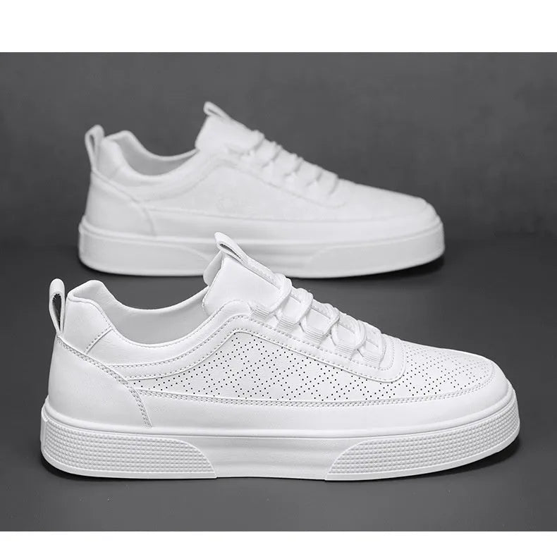 White and white khaki casual board shoes with thick bottom and lace-up closure