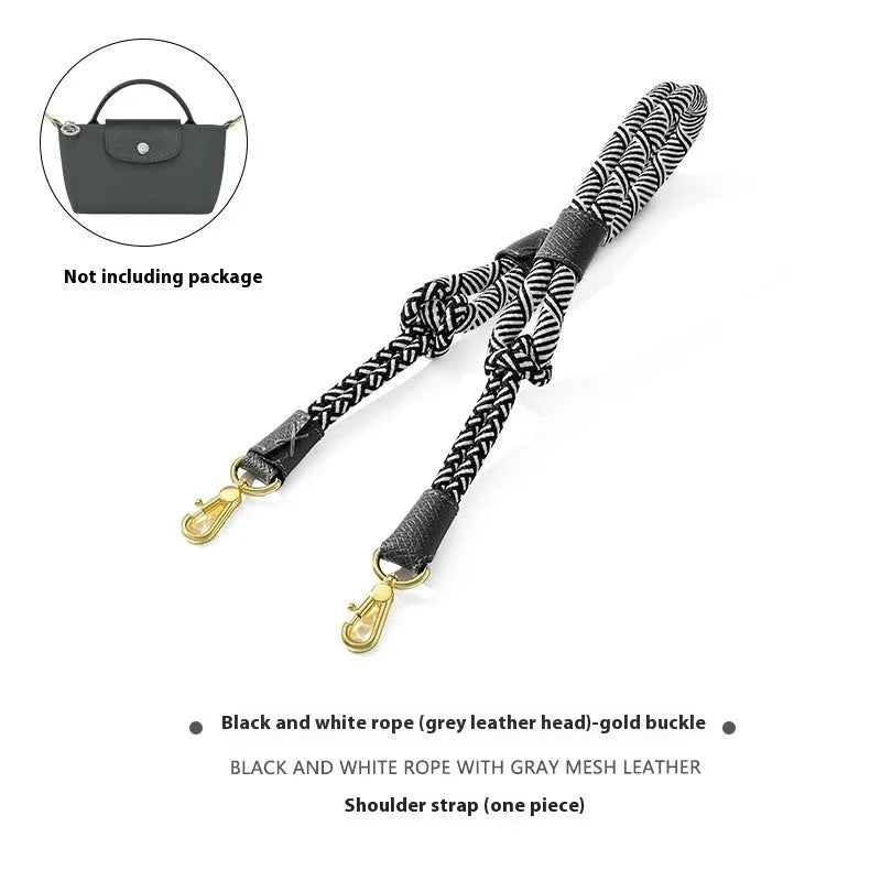 Braided nylon and cowhide leather crossbody strap with alloy buckle for bag modification