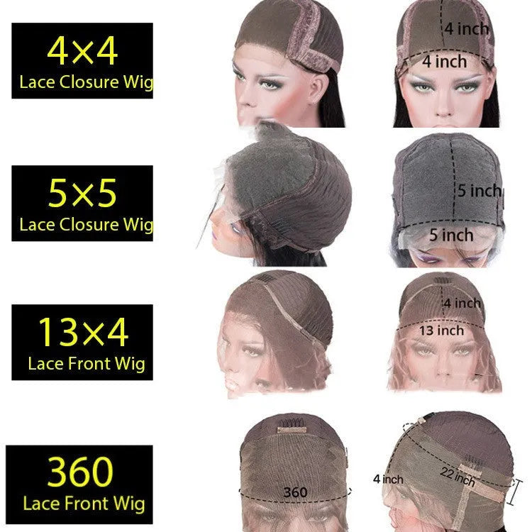 Human hair lace front wig with 4x4 lace frontal in star fashion style, available in multiple lengths