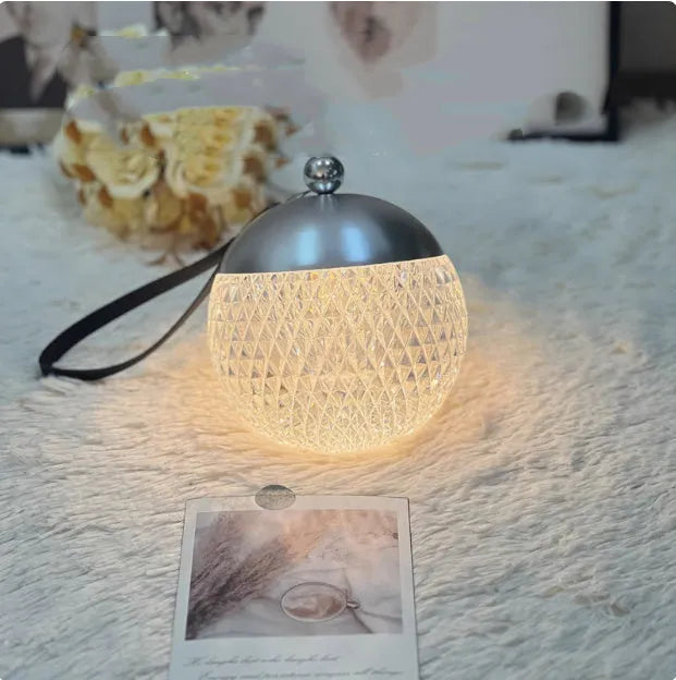 Portable touch dimmable desk lamp in modern minimalist design, 12cm diameter and height
