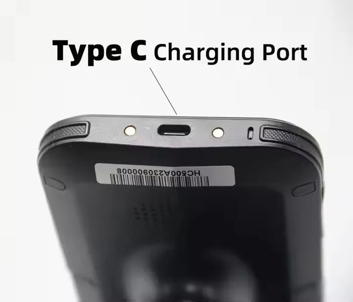 SLP-05 black handheld Android UHF RFID reader with integrated barcode scanner on keypad.