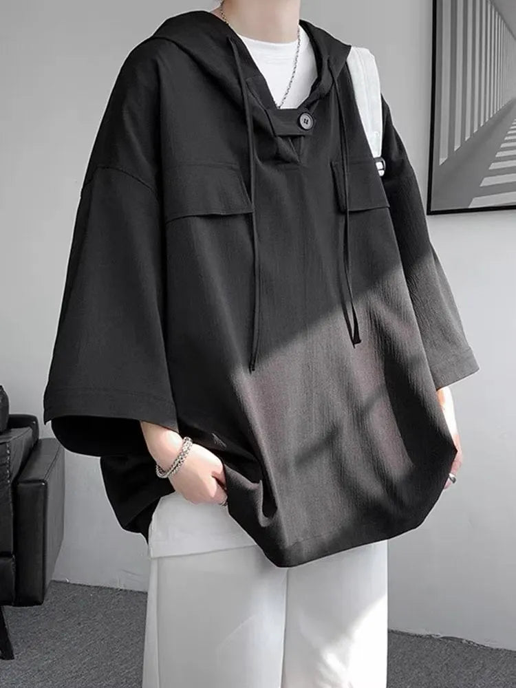 Men's hooded short sleeve t-shirt in polyester fabric for summer casual wear