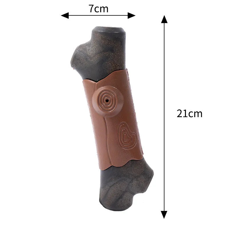 Nylon dog chew toy with bacon flavour and squeaker for aggressive chewers