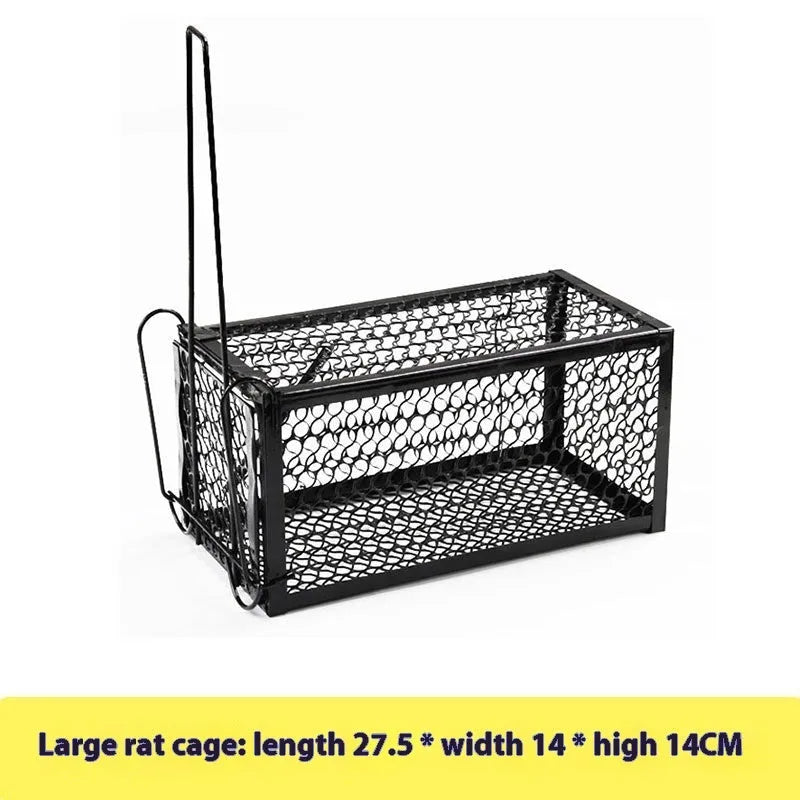Automatic humane live-catch mouse trap in metal and plastic, shown in small, medium, and large sizes.
