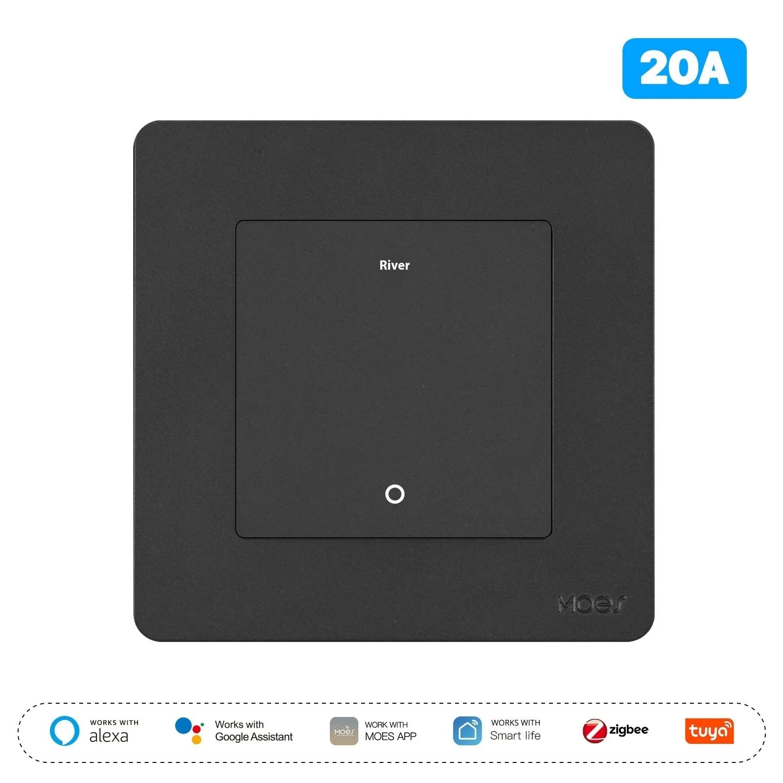 MoesHouse ZIGBEE 3.0 smart switch in Nickel Gray for power monitoring and timing of water heaters and air conditioners, 4000W 20A