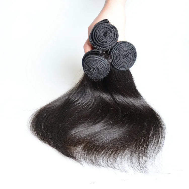 Brazilian virgin straight hair real human hair wig machine made medium long length natural black colour