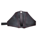 Racing seat belt leather buckle cover kit with black, red, blue, and grey straps for RECARO and Bride seats.