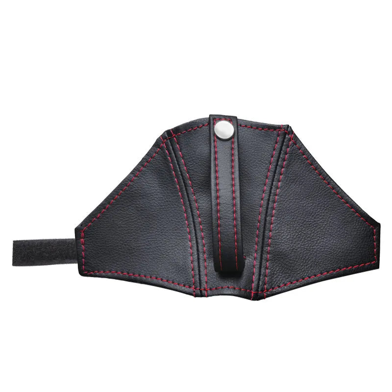 Racing seat belt leather buckle cover kit with black, red, blue, and grey straps for RECARO and Bride seats.