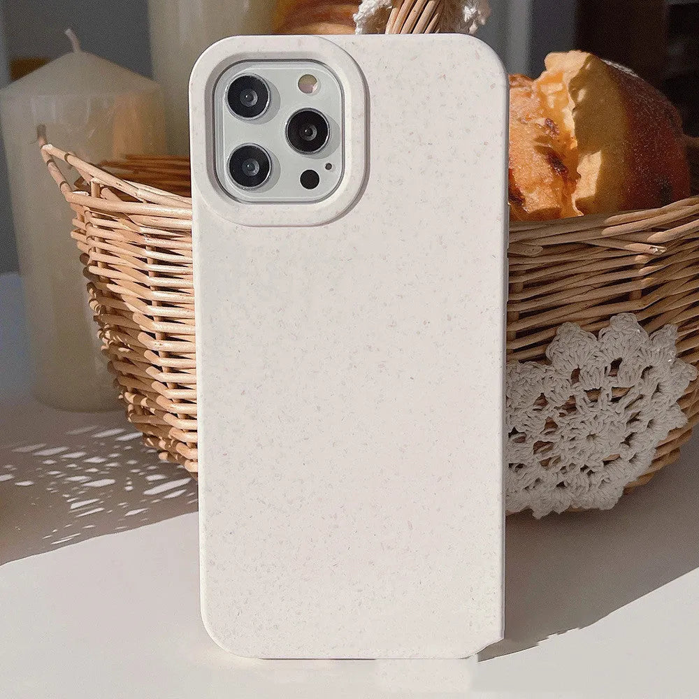 Fully degradable wheat straw fibre iPhone case in various colours for iPhone 14 Pro Max.