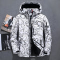 Men's thickened down jacket in black, white duck down filling, loose fit, lapel collar, zipper front