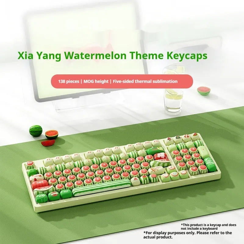 Watermelon themed mechanical keyboard key caps with full five-sided sublimation print.