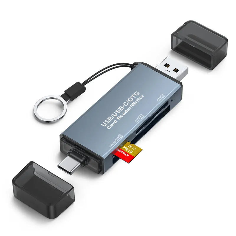 CF SD TF three-in-one USB card reader with aluminium alloy casing