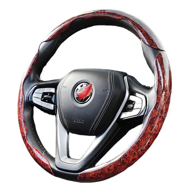 Sports style artificial leather steering wheel sleeve in crystal brown colour for 38cm diameter wheels.