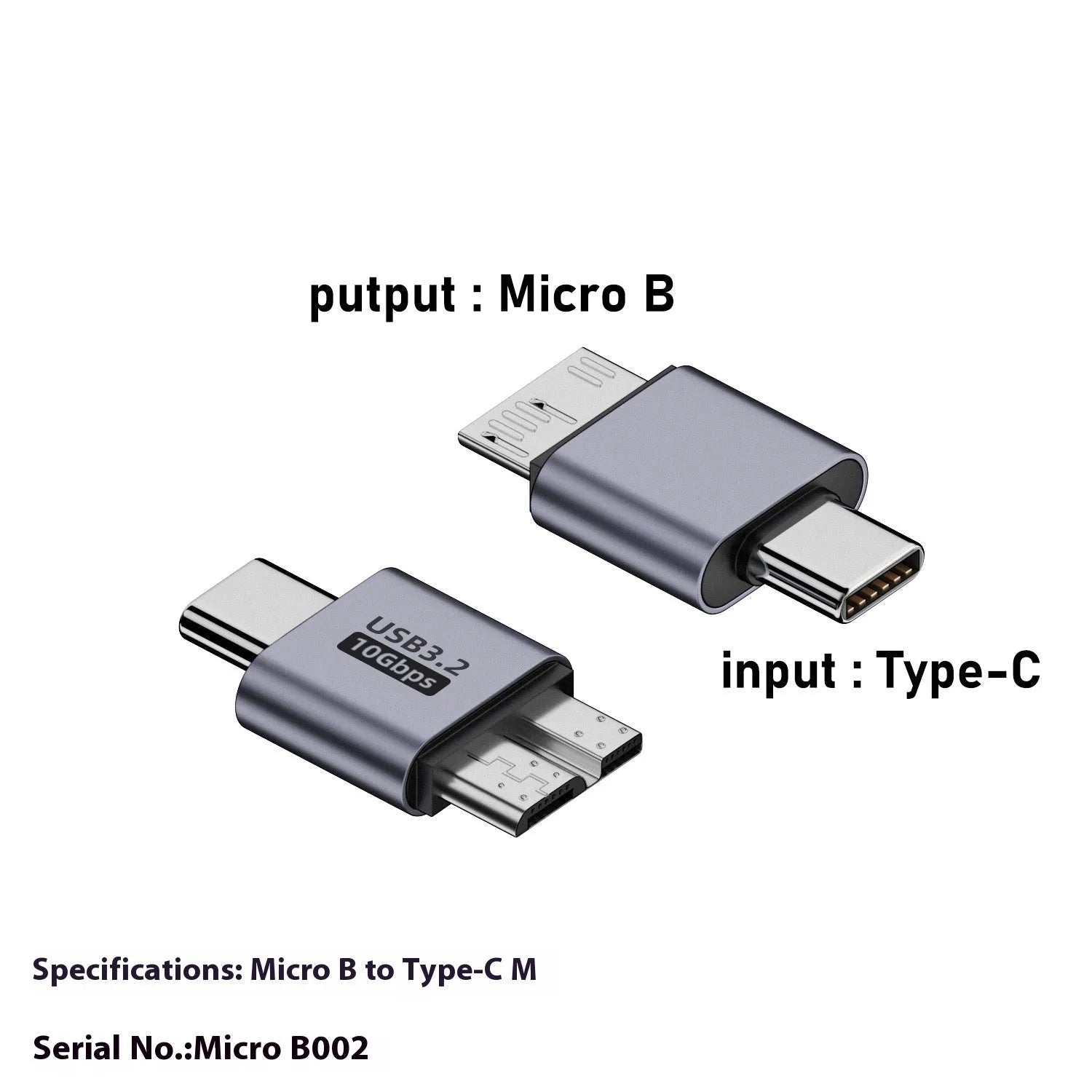 Micro B adapter for data transfer and charging, showing Type C and USB to Micro B connector options