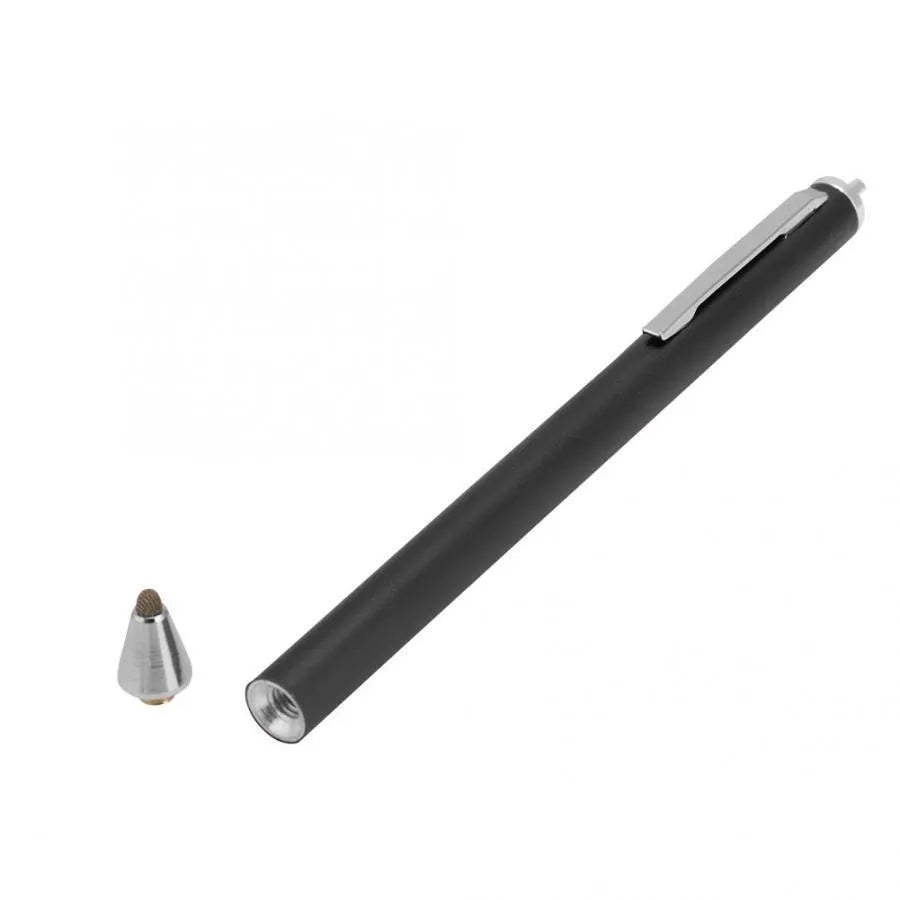 Fine-tip metal stylus pen for touch screens in black, silver, red, blue, gold, pink, and grey.
