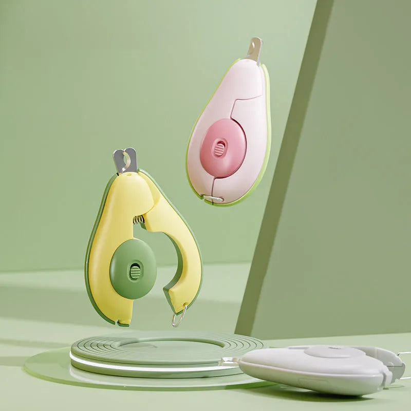 Pet nail clipper with LED light in green colour for trimming cat and small dog claws