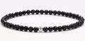 Geometric agate bracelet with obsidian, blue san and black agate stones in 4mm size
