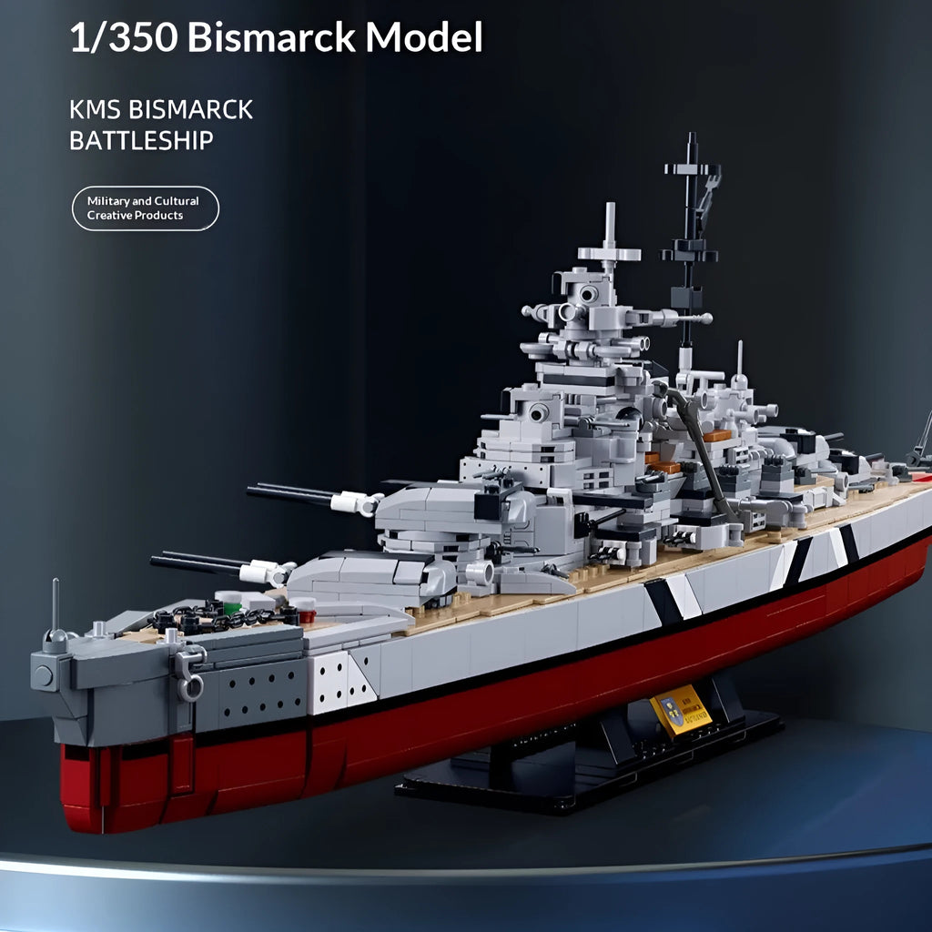 Battleship Bismarck and aircraft carrier building blocks set in Xiaoluban 1102 colour, compatible with Lego, for ages 7-14