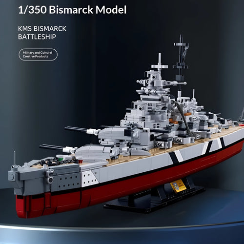 Battleship Bismarck and aircraft carrier building blocks set in Xiaoluban 1102 colour, compatible with Lego, for ages 7-14