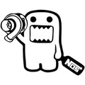 Black and white cartoon design PVC car sticker measuring 15 by 12 centimetres