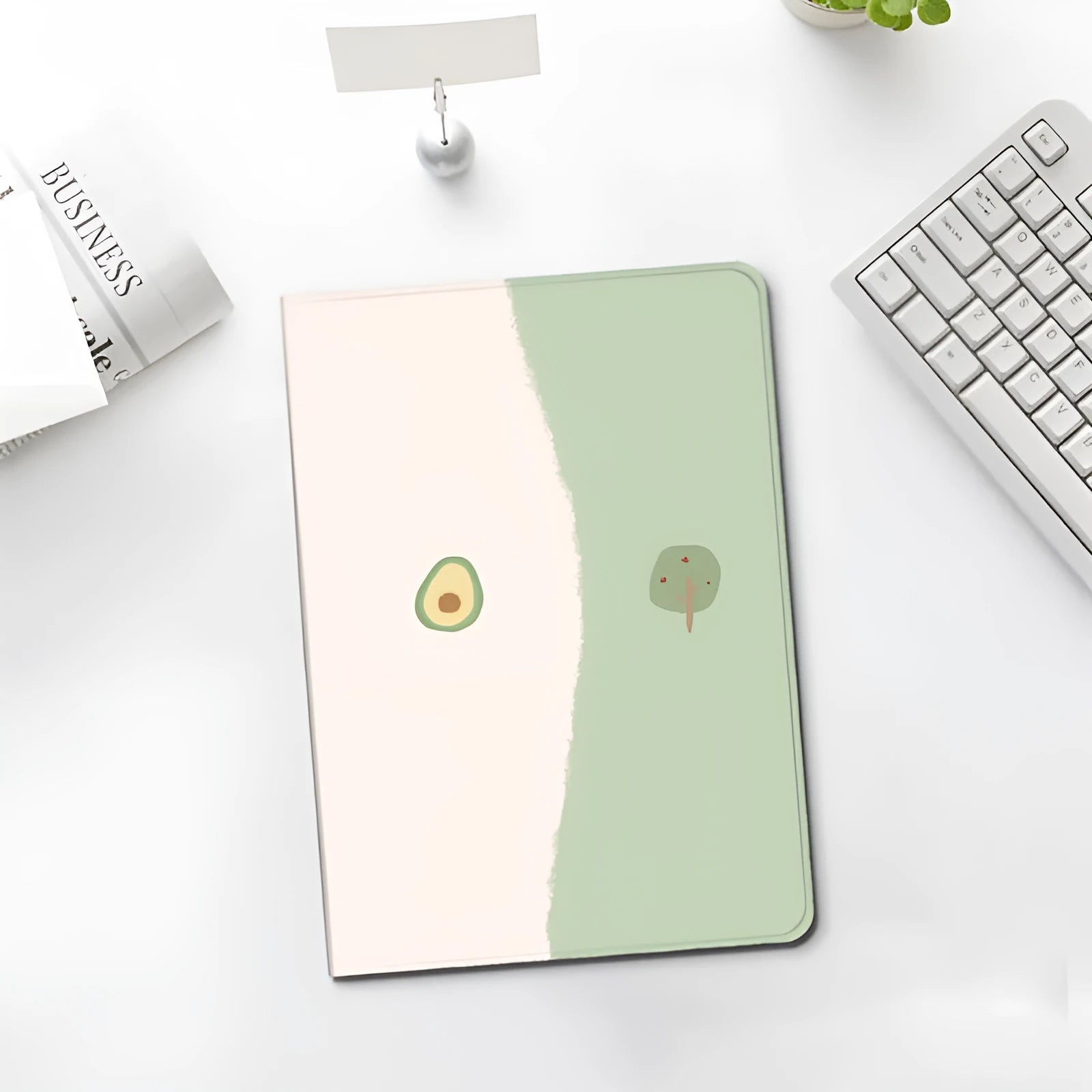 Literary avocado silicone protective case for Apple iPad, cartoon style