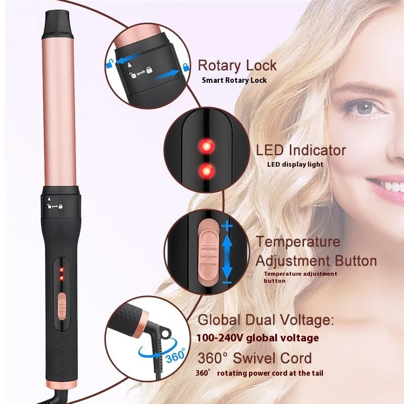 Three-tube water wave hair curler with dual curling and straightening functionality