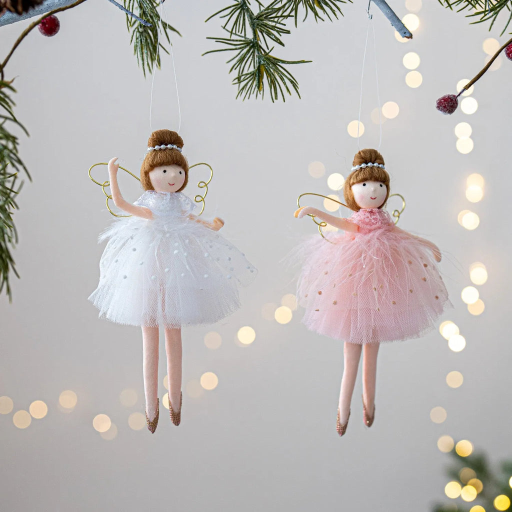 Pink or white cloth plush ballet girl angel doll pendant with hanging chain