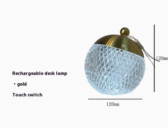 Portable touch dimmable desk lamp in modern minimalist design, 12cm diameter and height