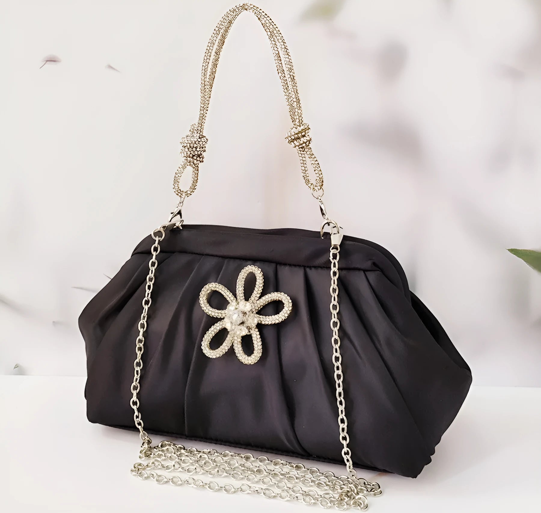 Women's soft polyester crossbody messenger bag in shell shape with chain detail and document compartment