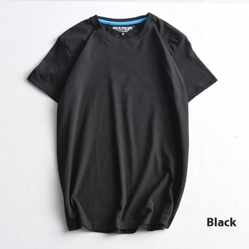Men's solid colour combed cotton t-shirt with round neck and short sleeves