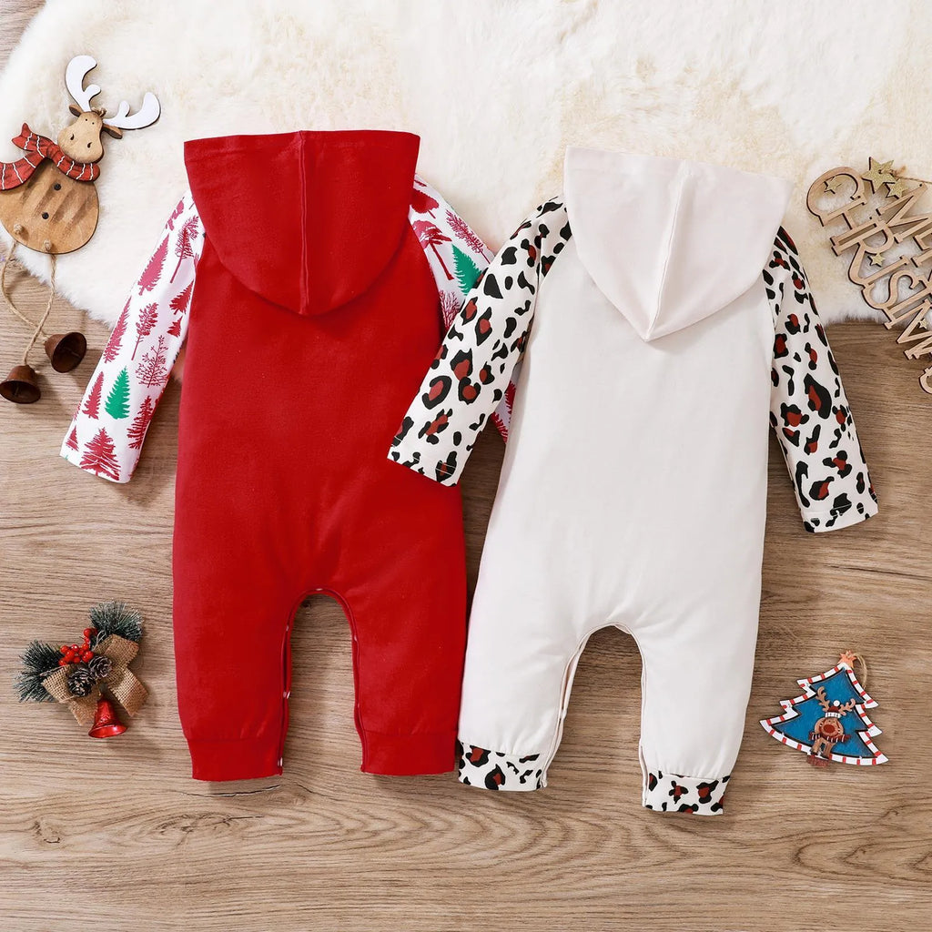 Children's hooded long-sleeve climbing romper in apricot cotton spandex for autumn winter