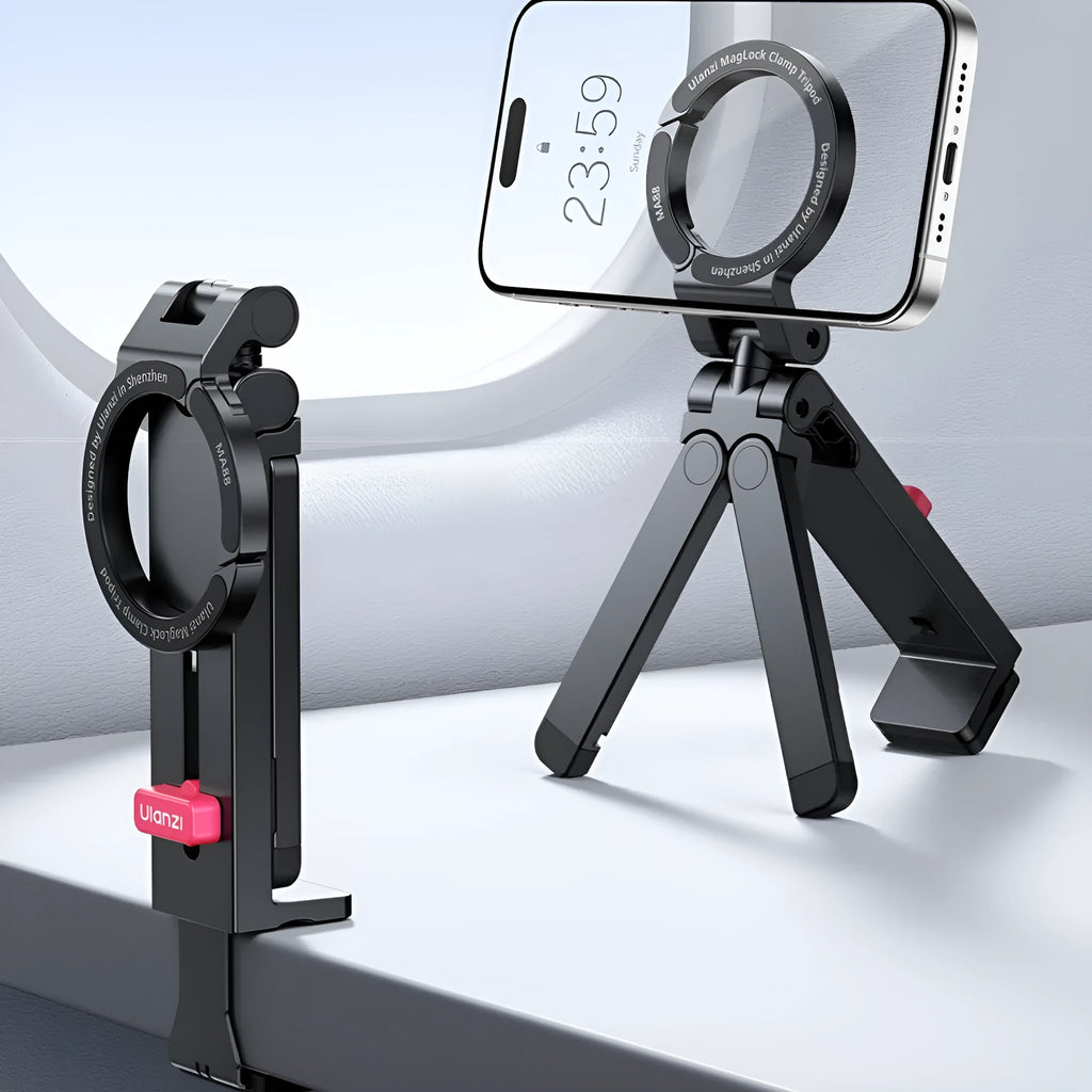 MA88 Magnetic Travel Portable Desktop Phone Holder Black Bracket on a desk
